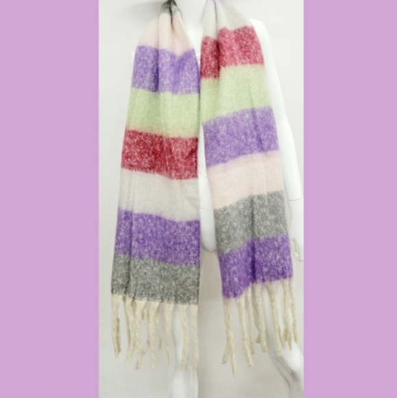 Oversized Long Winter Fringe Scarf Berry Shades of Purple new - Picture 1 of 3